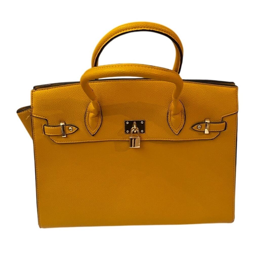 Women’s Faux Leather Satchel Tote Bag & Wallet Set - Vibrant Yellow (Y0490)‎ - Picture 2 of 16